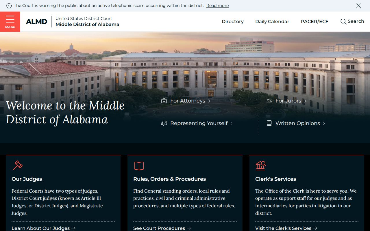 Middle District of Alabama court for federal Macon County criminal cases
