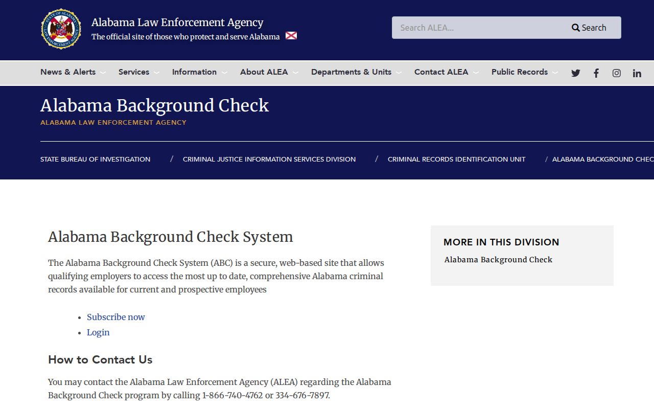 Macon County criminal history ALEA background-check instructions
