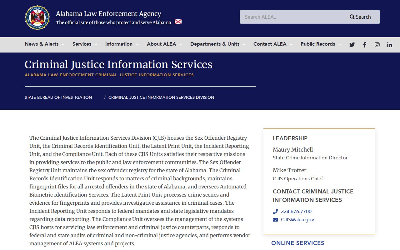 Macon County criminal history flow to ALEA CJIS units