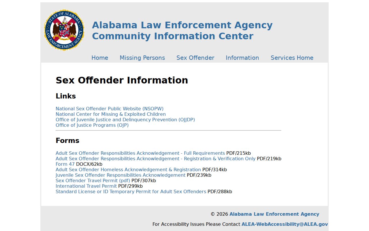 Macon County sex offender registry forms and public information